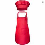 Lot 4 tabliers + toque enfant 3 a 14 ans  rouge, Enlèvement, Neuf, Garçon ou Fille, Ensemble