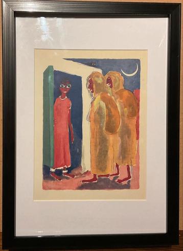 Kees Van Dongen - Ingelijste houtsnede ‘De geliefden’ (1955) beschikbaar voor biedingen