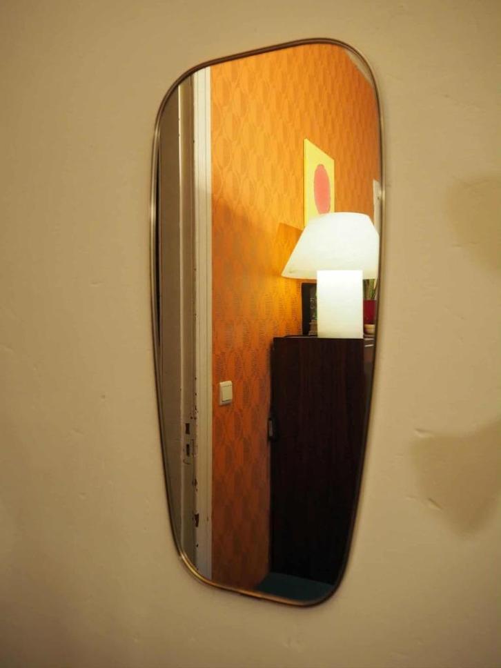 Mid-century langwerpige spiegel, 1960s, Huis en Inrichting, Woonaccessoires | Spiegels, Zo goed als nieuw, Minder dan 50 cm, Minder dan 100 cm