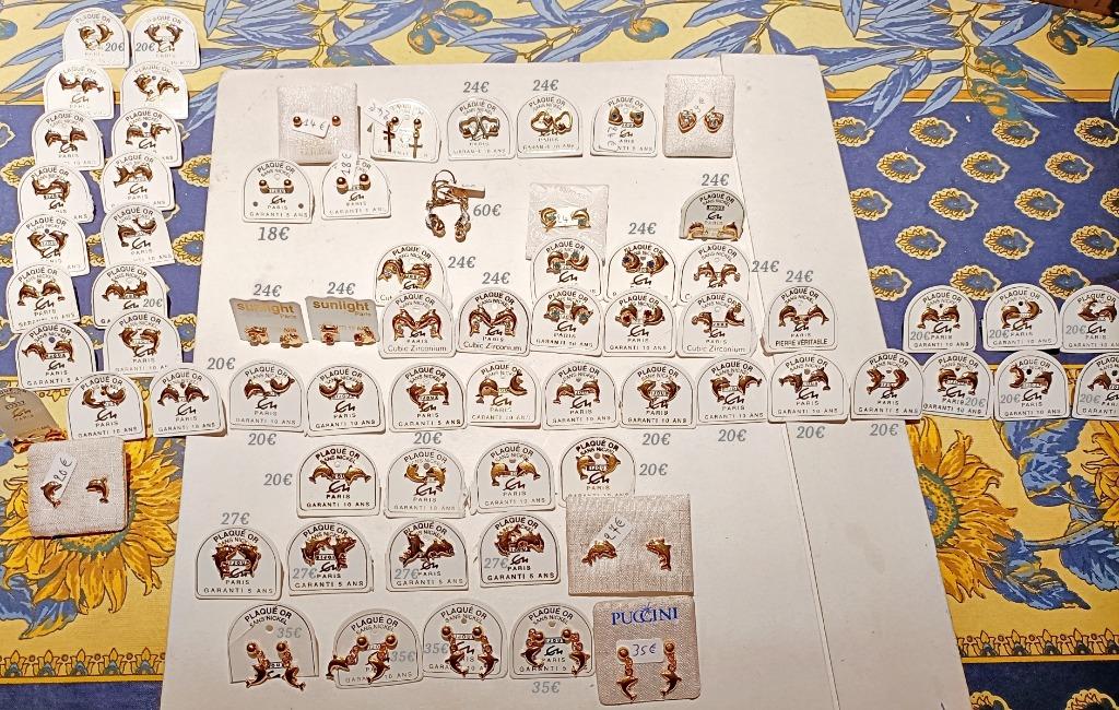 Boucles d'oreille plaqué or : dauphin, coeur, boule ou croix, Enlèvement ou Envoi, Or, Neuf, Puces ou Clous