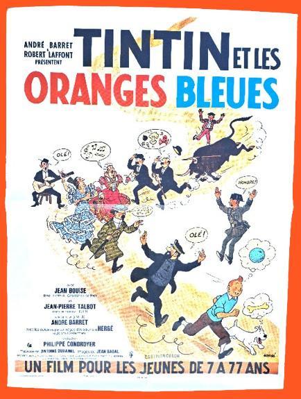 🍊 Affiche ✅ Tintin et les oranges bleues 🍊 Hergé  60x80 cm, Collections, Personnages de BD, Utilisé, Image, Affiche ou Autocollant