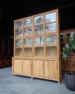 Hoge antieke schoolkast | Biologie kast - Teakhout #2506, Antiek en Kunst, Ophalen of Verzenden