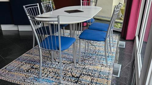 Design tafel van 160x80 cm, corian en graniet, met 6 stoelen, Huis en Inrichting, Tafels | Statafels, Zo goed als nieuw, Ophalen