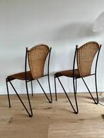 Mid century stoelen Frederick Weinberg, Huis en Inrichting, Stoelen, Zwart, Riet of Rotan, Ophalen, Mid Century