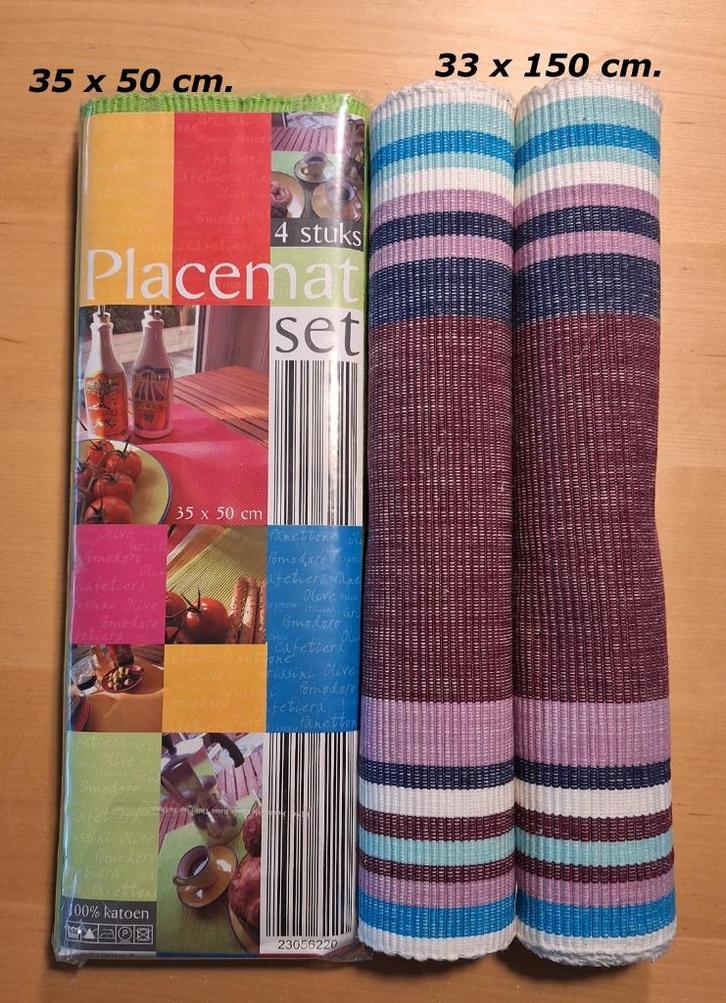 Te koop vier nieuwe placemats en twee nieuwe lopers., Huis en Inrichting, Keuken | Textiel, Nieuw, Placemat, Overige kleuren, Ophalen of Verzenden