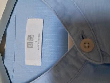 Lichtblauw herenhemd met lange mouwen, Uniqlo, Enlèvement ou Envoi, Tour de cou 38 (S) ou plus petit, Comme neuf