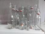 Set van 11 glazen flessen met dop, Comme neuf, Autres types, Enlèvement