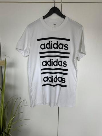 Adidas T-shirt Wit met Zwart Logo – Maat L beschikbaar voor biedingen