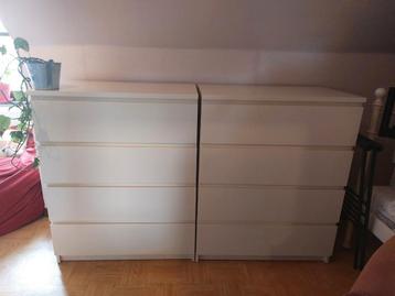 2x witte Malm ladekast (ook individueel te koop) beschikbaar voor biedingen