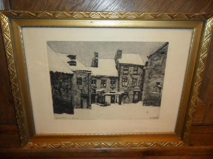 Eau forte de Joseph Courtoy (Liège 1895, Antiquités & Art, Art | Eaux-fortes & Gravures, Enlèvement ou Envoi