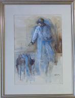 ROLAND DEVOLDER / MAN MET HONDEN / ORIGINEEL / 86x66cm KADER, Ophalen