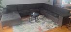 U zetel te koop, zwart/grijs, stoffen bank suède achtig., Huis en Inrichting, Ophalen, Grijs