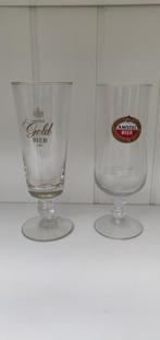 2 AMSTEL Bier glazen op voet, Ophalen, Zo goed als nieuw, Bierglas