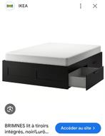 Lit Brimnes 140x200 Ikea avec sommier et matelas., Ophalen, Gebruikt, Zwart, Tweepersoons