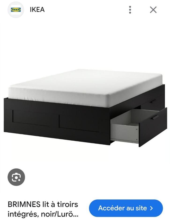Lit Brimnes 140x200 Ikea avec sommier et matelas., Huis en Inrichting, Slaapkamer | Bedden, Gebruikt, Tweepersoons, 140 cm, 200 cm