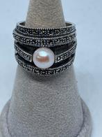 Zilveren ring met echte parel maat 15, 20 of groter, Wit, Nieuw, Ophalen of Verzenden