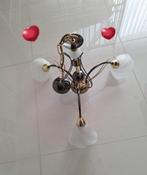Superkoopje!! Messing Hanglamp/luste afgew. met decorat.goud, Ophalen, Zo goed als nieuw