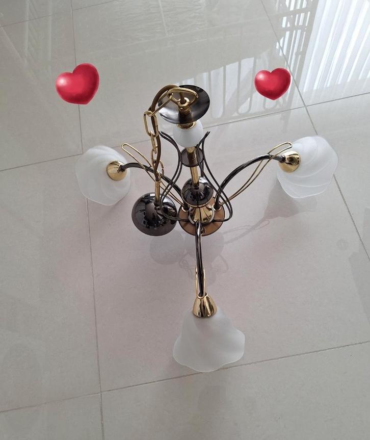 Superkoopje!! Messing / gouden luster 60cm VINTAGE!!, Huis en Inrichting, Lampen | Kroonluchters, Zo goed als nieuw, Ophalen