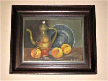 Mooie oude schilderij (olieverf op doek) met houten kader beschikbaar voor biedingen