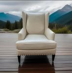 Leren Ethan Allen designstoel – originele prijs €2.500, Huis en Inrichting, Fauteuils, Ophalen, Gebruikt, Leer