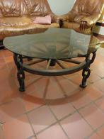 Karrewiel salontafel met glas, Antiek en Kunst, Ophalen