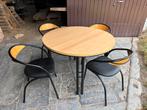 Ronde tafel met 4 stoelen, Huis en Inrichting, Tafels | Eettafels, Ophalen, Gebruikt, Rond, Metaal