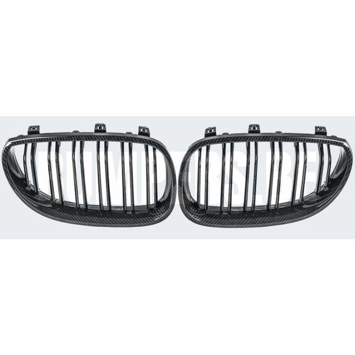 Grill Niergrill Carbon Look Dubbele Spijlen BMW 5 Serie E60, Auto-onderdelen, Overige Auto-onderdelen, Gebruikt, 6 maanden garantie
