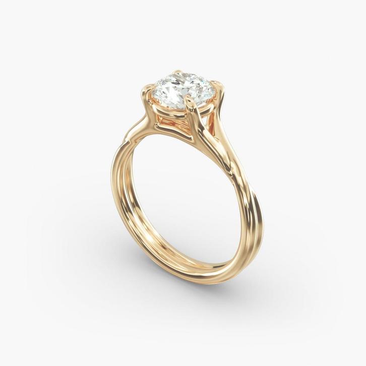 18K geelgouden solitair ring met Ronde diamant 4ct, Handtassen en Accessoires, Ringen, Nieuw, Dame, Goud, Goud, Met edelsteen