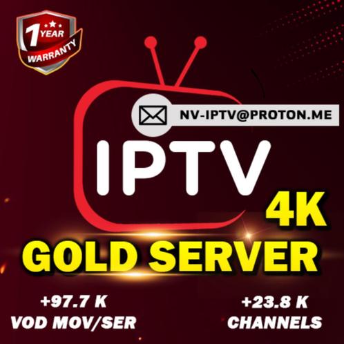 Serveur IPTV GOLD 4K UHD (1 an), TV, Hi-fi & Vidéo, Lecteurs multimédias, Neuf, Sans disque dur, Enlèvement