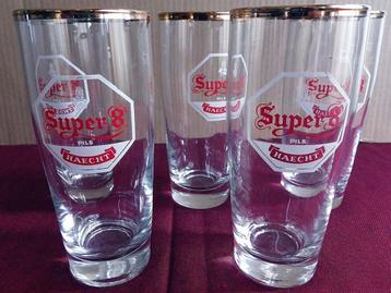 Set van 5 ‘Super 8’ Haecht Bierglazen beschikbaar voor biedingen