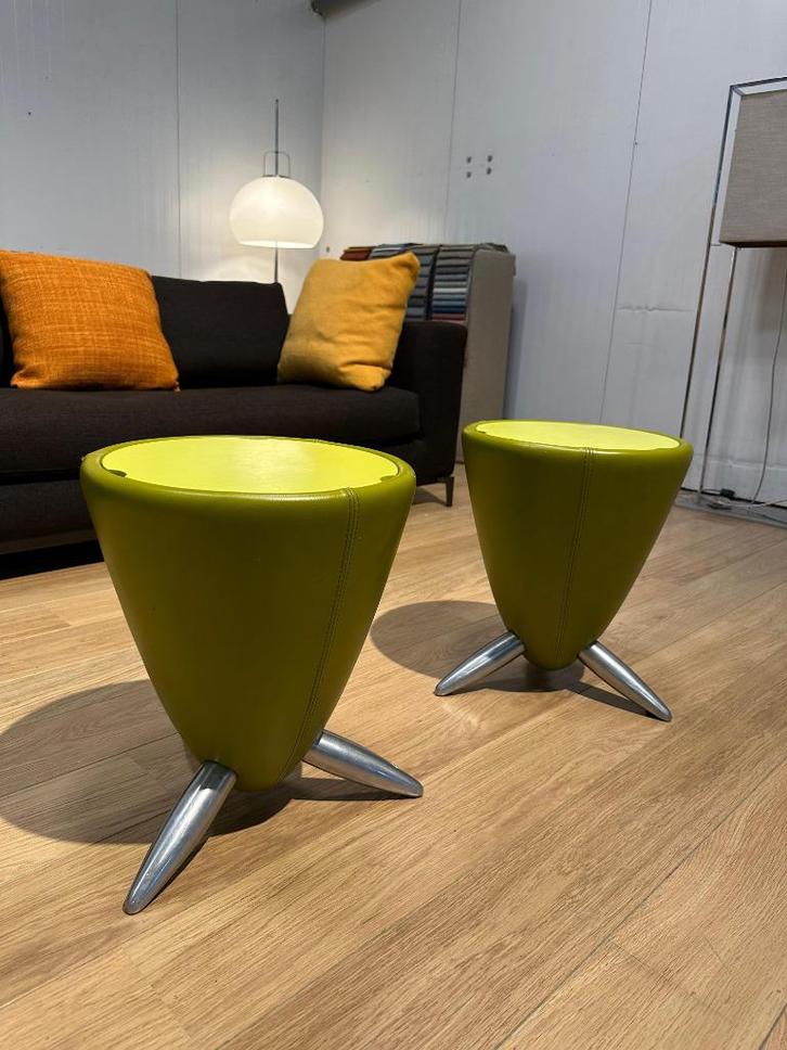 2x Leolux Tamtam Bongo Groen – NP: €1.200 p/st, Huis en Inrichting, Zetels | Voetbanken en poefs, Zo goed als nieuw, Minder dan 50 cm