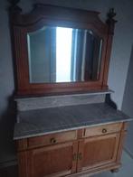 Armoire ancienne avec plateau en marbre et miroir, Enlèvement ou Envoi