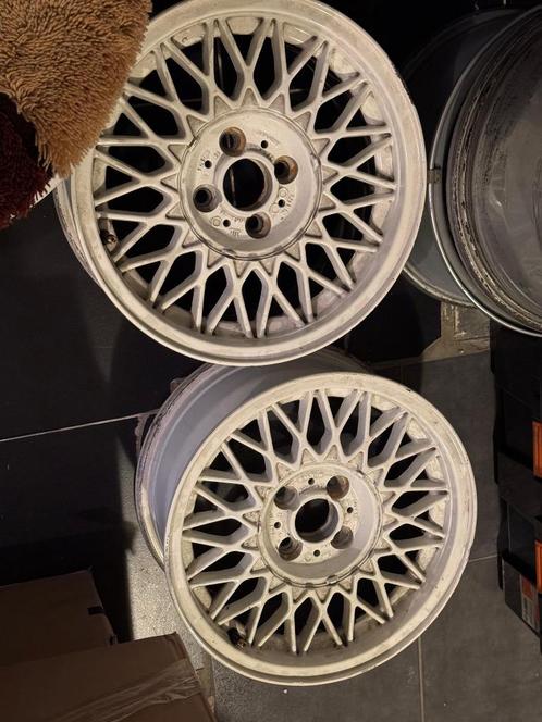 2x BMW E30 BBS 4x100 15" en 24 originele BBS witte velgen, Auto-onderdelen, Banden en Velgen, Velg(en), 15 inch, Gebruikt, Ophalen of Verzenden