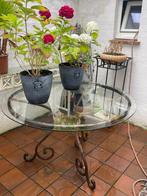 Smeedijzeren glazen tafel, Tuin en Terras, Tuintafels, Ophalen, Zo goed als nieuw