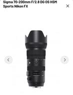 sigma 70-200 f2.8 nikon DG OS HSM sports Nikon FX, Audio, Tv en Foto, Fotocamera's Digitaal, Ophalen, Zo goed als nieuw, Nikon