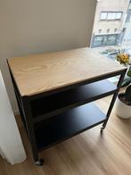 Mobiele opbergtafel met houten blad, Huis en Inrichting, Ophalen, Zo goed als nieuw
