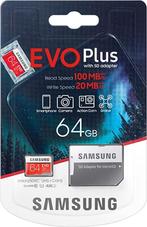 Samsung Evo Plus MicroSDXC 64GB - met adapter, Audio, Tv en Foto, Foto | Geheugenkaarten, Nieuw, 64 GB, Fotocamera, MicroSDXC