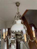 Vintage luchter in petroleumstijl – opaal glas – mooie staat, Maison & Meubles, Lampes | Lustres, Enlèvement, Verre