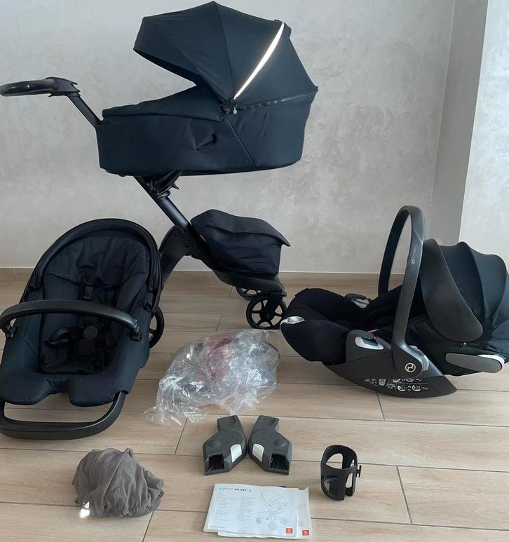 Stokke Xplory X Rich Black kinderwagen 3-in-1Complete Set, Kinderen en Baby's, Buggy's, Zo goed als nieuw, Regenhoes, Ophalen