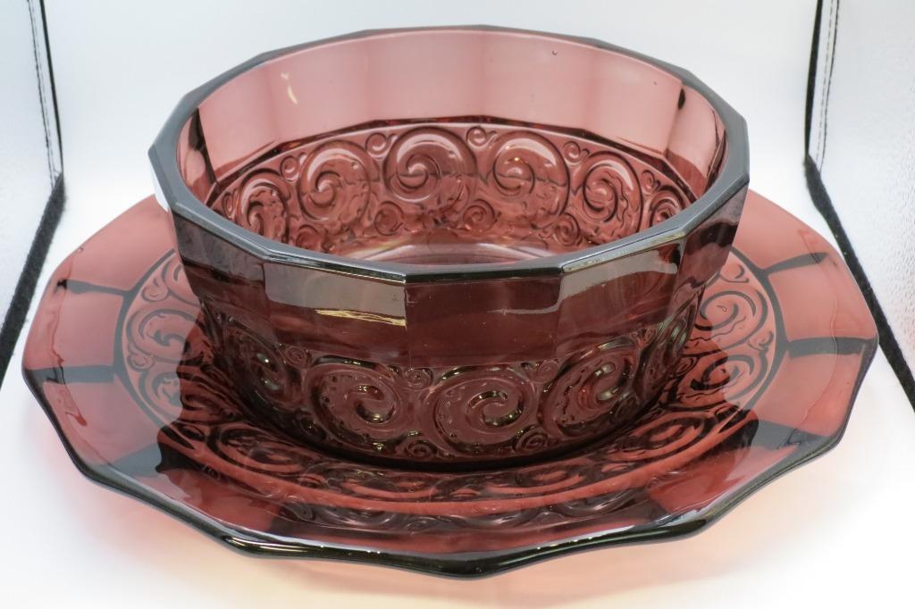 Val Saint Lambert Luxval Plateau en Coupe Rosette, Antiek en Kunst, Antiek | Glaswerk en Kristal, Ophalen of Verzenden