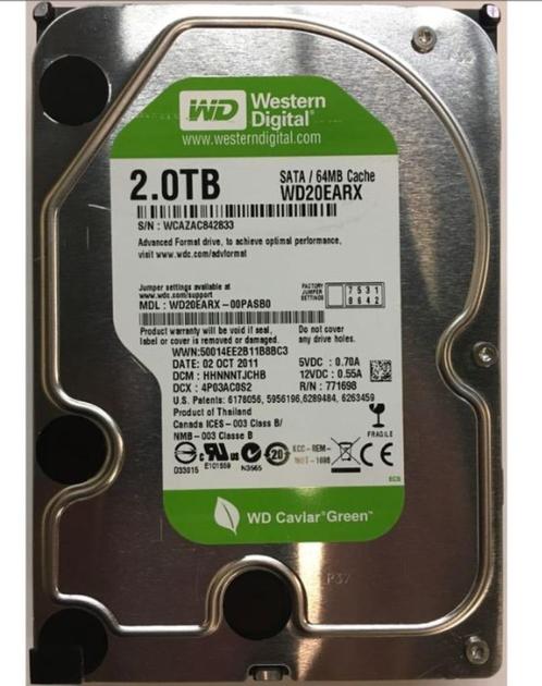 SSD SATA WD20EARX Western Digital harde schijf, geheugengroo, Computers en Software, Harde schijven, Gebruikt, Desktop, Intern