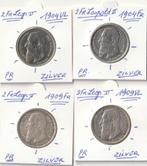 4X2 FR LEOPOLD II-1904 VL+FR+1909 VL+FR PRACHTIG, Ophalen of Verzenden, Zilver