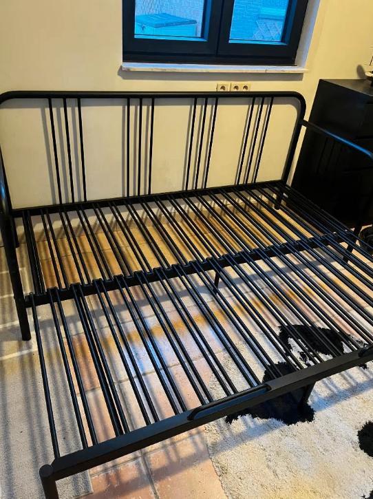 Bedbank (FYRESDAL), Maison & Meubles, Chambre à coucher | Lits, Comme neuf, Deux personnes, 80 cm, 200 cm, Métal, Noir, Enlèvement