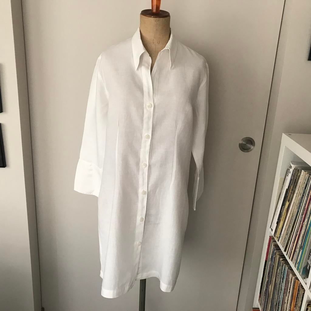 Wit linnen hemd/tuniek/kleed van 120% linnen, Medium, Vêtements | Femmes, Vestes | Été, Enlèvement ou Envoi, Comme neuf, Blanc
