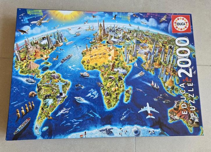 Puzzel Wereld Educa 2000, Hobby & Loisirs créatifs, Sport cérébral & Puzzles, Utilisé, Puzzle, Plus de 1 500 pièces, Enlèvement ou Envoi