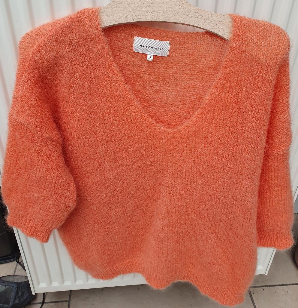 Vintage: Maison Anje Lerecif papaye trui maat S (82% mohair), Kleding | Dames, Truien en Vesten, Zo goed als nieuw, Maat 36 (S)