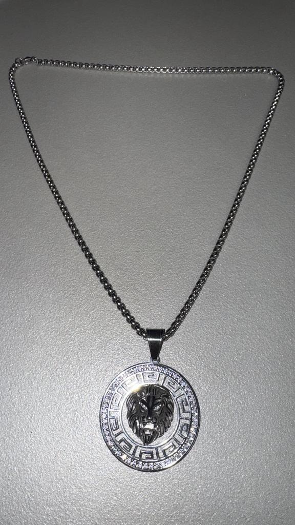 Lion ketting zilver, Bijoux, Sacs & Beauté, Colliers, Neuf, Argent, Argent, Avec cristal, Enlèvement ou Envoi