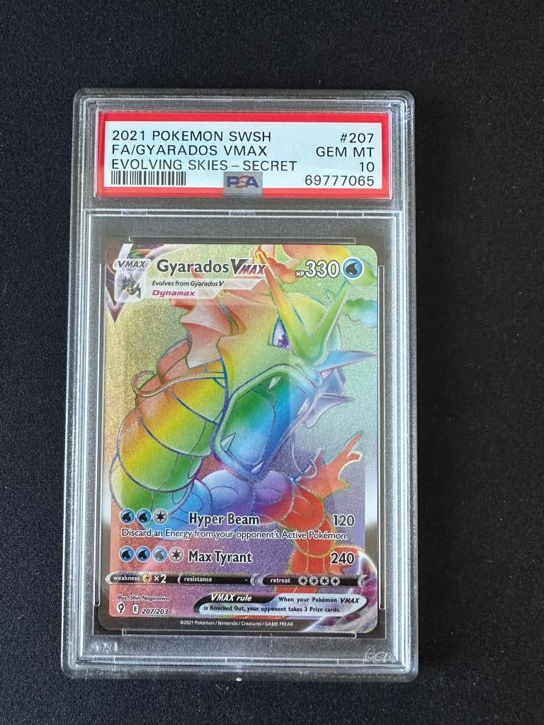 Gyarados VMax Full Art Secret Evolving Skies PSA 10, Enlèvement ou Envoi, Comme neuf, Cartes en vrac
