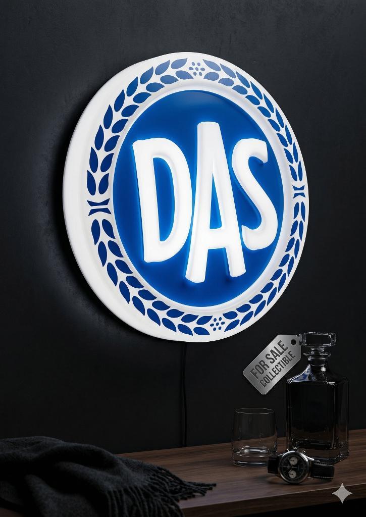 Retro DAS Insurance Wall Lamp – Vintage Advertising Sign, Antiek en Kunst, Antiek | Verlichting, Ophalen of Verzenden