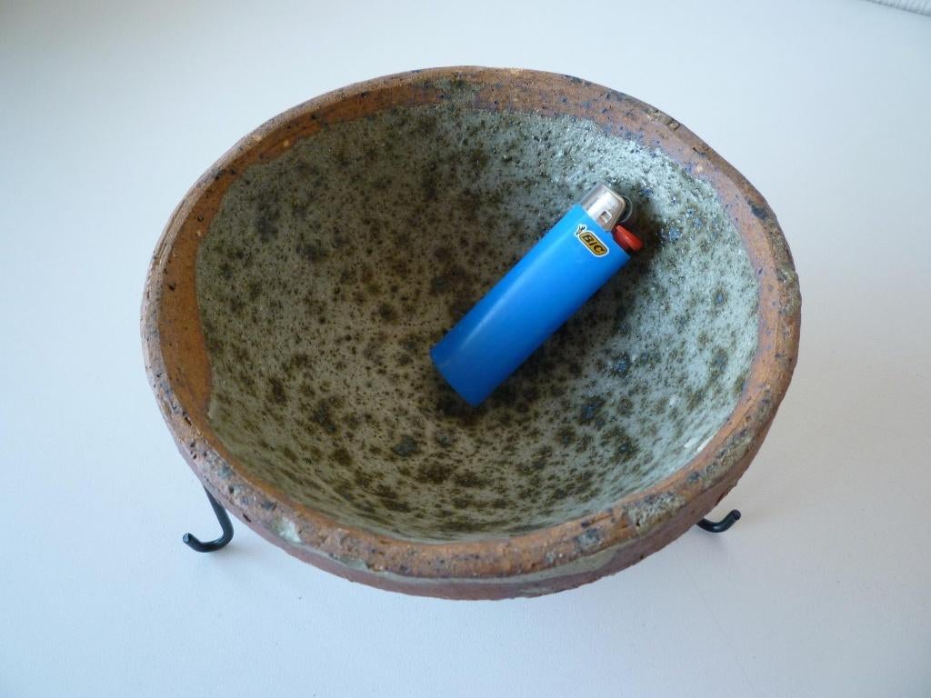 Belle coupe/vide-poche en grès brut émaillé, Maison & Meubles, Enlèvement ou Envoi, Comme neuf, Vert